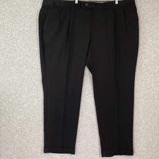 Chaps Dress Pants Mens 50x30 Black Total Comfort Pleated Front Cuffed Career