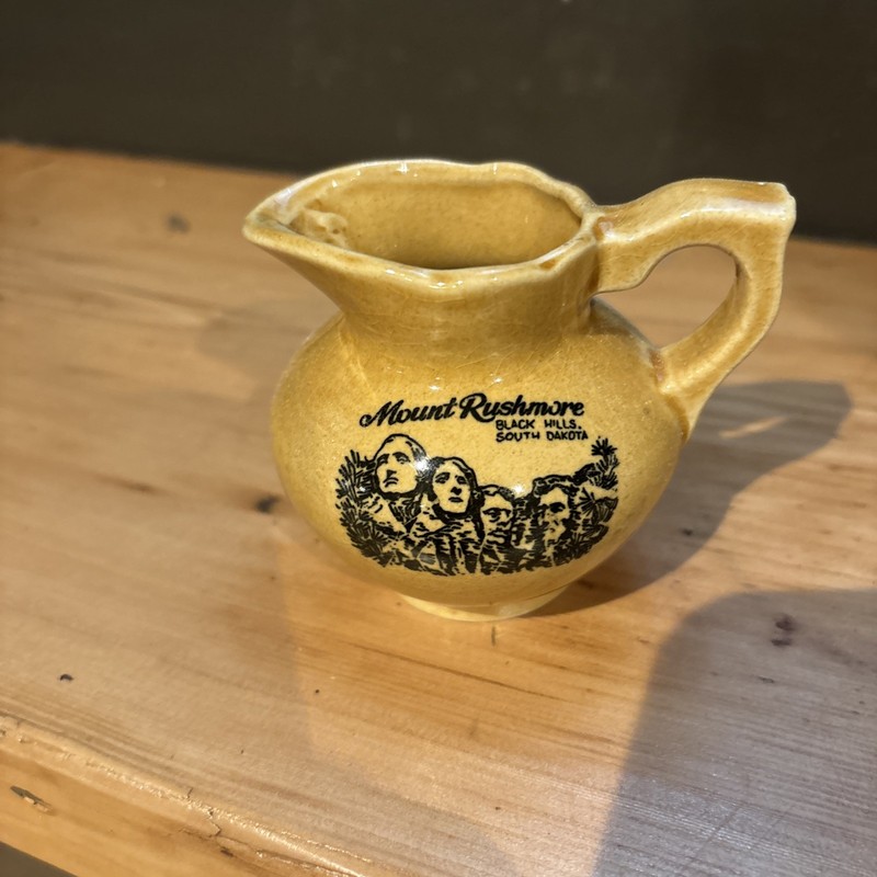 Vintage Mount Rushmore Black Hills South Dakota Mini Ceramic Pitcher Souvenir 