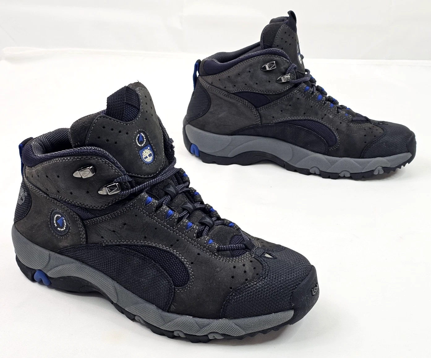 Timberland Mountain Athletics Hiking Ankle Boots Men 10M, Gray Blue Lace Mid EUC