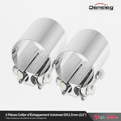 Densieg 2 raccords de 2,5 pouces pour tuyaux d'échappement, en acier inoxydable - Photo 1/4