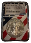 2017  $1 AMERICAN SILVER EAGLE NGC MS69 USA FLAG CORE HOLDER