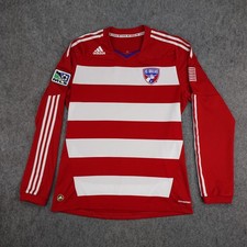 FC Dallas Jersey Mens Medium Striped MLS Soccer Adidas Long Sleeve 2009 Vintage