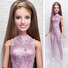 BRITNEY SPEARS Custom Barbie Doll “Oops!” Inspired Pink Sparkly Jumpsuit OOAK
