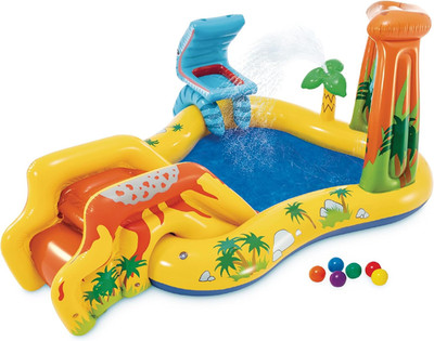 Intex Inflatable Dinosaur Play Center Outdoor Playhouse Inflatable Water Park wi