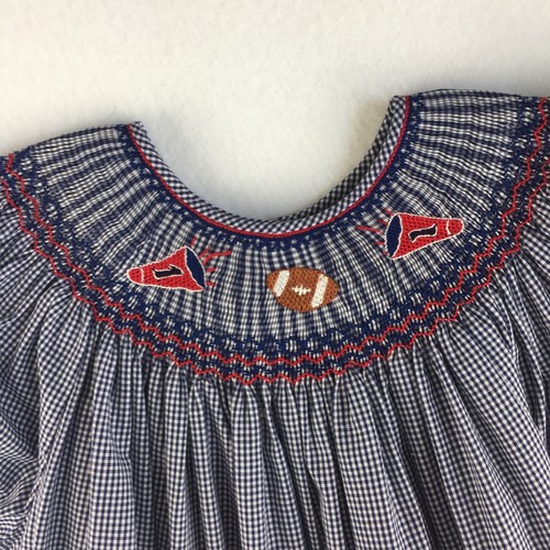 Rosalina girls gingham smocked football bishop dress size 8 - Picture 2 of 7