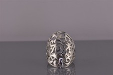 Sterling Silver 25mm Scrolled Openwork Oval Faced Band Ring 925 Sz: 7