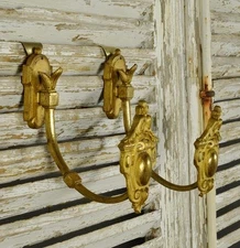 Superb Pair Large Antique French Gilded Empire Style Curtain Tie / Hold Backs