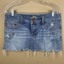 Abercrombie Fitch Micro Mini Skirt Womens 6 Denim Cut Off Low Rise Vintage Y2K
