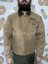 Dickies tan canvas workwear jacket with corduroy collar/blanket lined