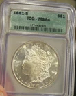 1881 S Morgan Silver Dollar BU ICG MS 64, Frosty, Great Luster, 5247
