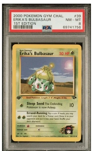2000 Pokemon Erika's Bulbasaur 1st Edition Gym Challenge PSA 8