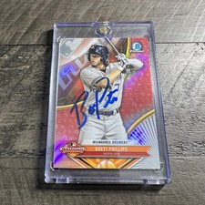Brett Phillips Signed IP Auto 2017 Bowman Chrome Orange Refractor #AFL-BP Rookie