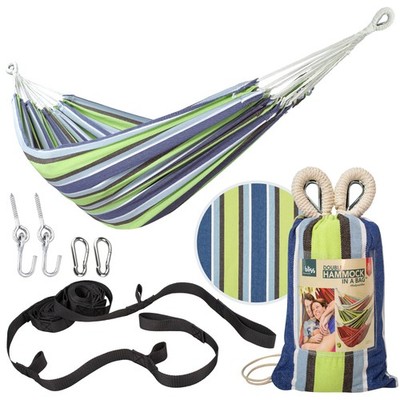 Bliss Hammocks Double Hammock with Rope Loops & Tree Straps, 265 lb, Blue Honu