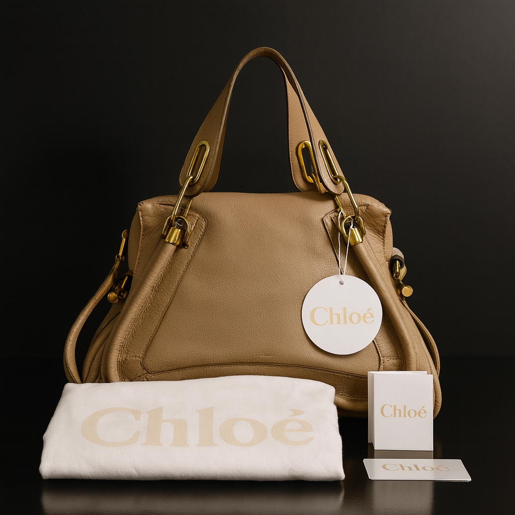 AUTHENTIC Chloe Paraty Small/Medium Satchel in Biscotti Beige