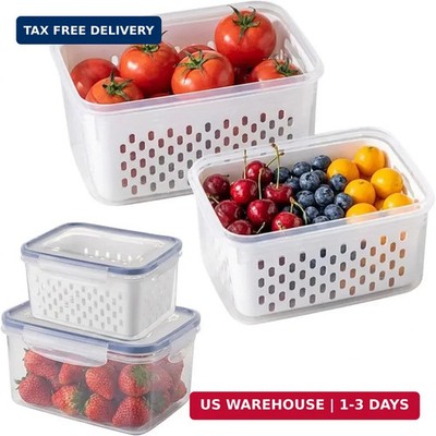 Trasylph Fruit Storage Containers 2-Pack   Removable Colander, Dishwasher