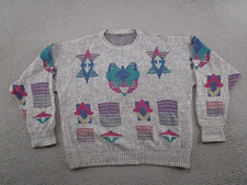 Vintage 90s Geometric Knit Aztec Navajo Pullover Sweater Mens Grandpa Retro READ