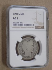 1904 S 50C Barber Half Dollar NGC AG3