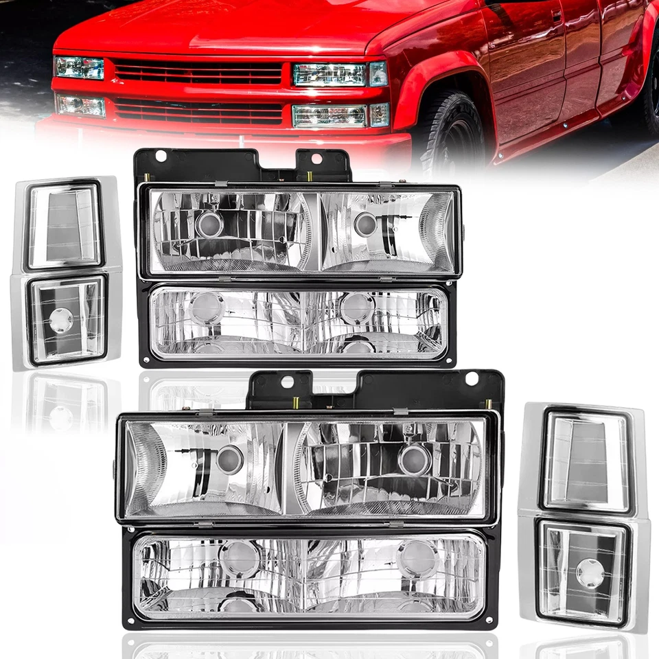 Conjunto de faros para 94 95 96 97 98 99 Chevy Silverado/C10 C/K 1500 2500 3500 Foto 3 de 4
