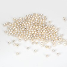 Natural Fresh Water Pearls w/Half-Drilled Hole - 3mm Round Creme Color AAA/AAAA