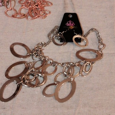 Paparazzi Silver Oval Link Necklace & Earrings Jewelry Set Metal
