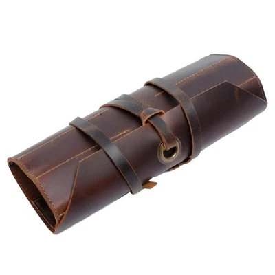 MILITARIA STUFFS Leather Tool Roll Up Pouch (10 Slots) - Leather Tool Wrench Roll/Chisel Bag P...
