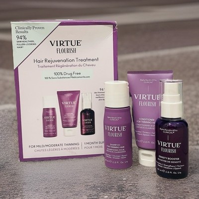 VIRTUE Flourish Hair Rejuvenation Treatment - 100% Drug Free - 1 Month Supply