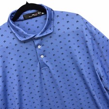 Ralph Lauren RLX Golf Polo Shirt Blue Marlin Fish Print Stretch Men  s Sz XL