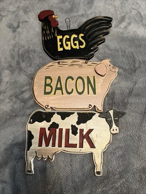 Farmhouse Wall Sign (Eggs, Bacon, Milk) Hobby Lobby Chicken Pig Cow