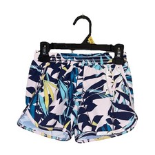 Little Girls Old Navy Active Shorts Tropical Leaf Print Blue White Yellow Sz 6/7