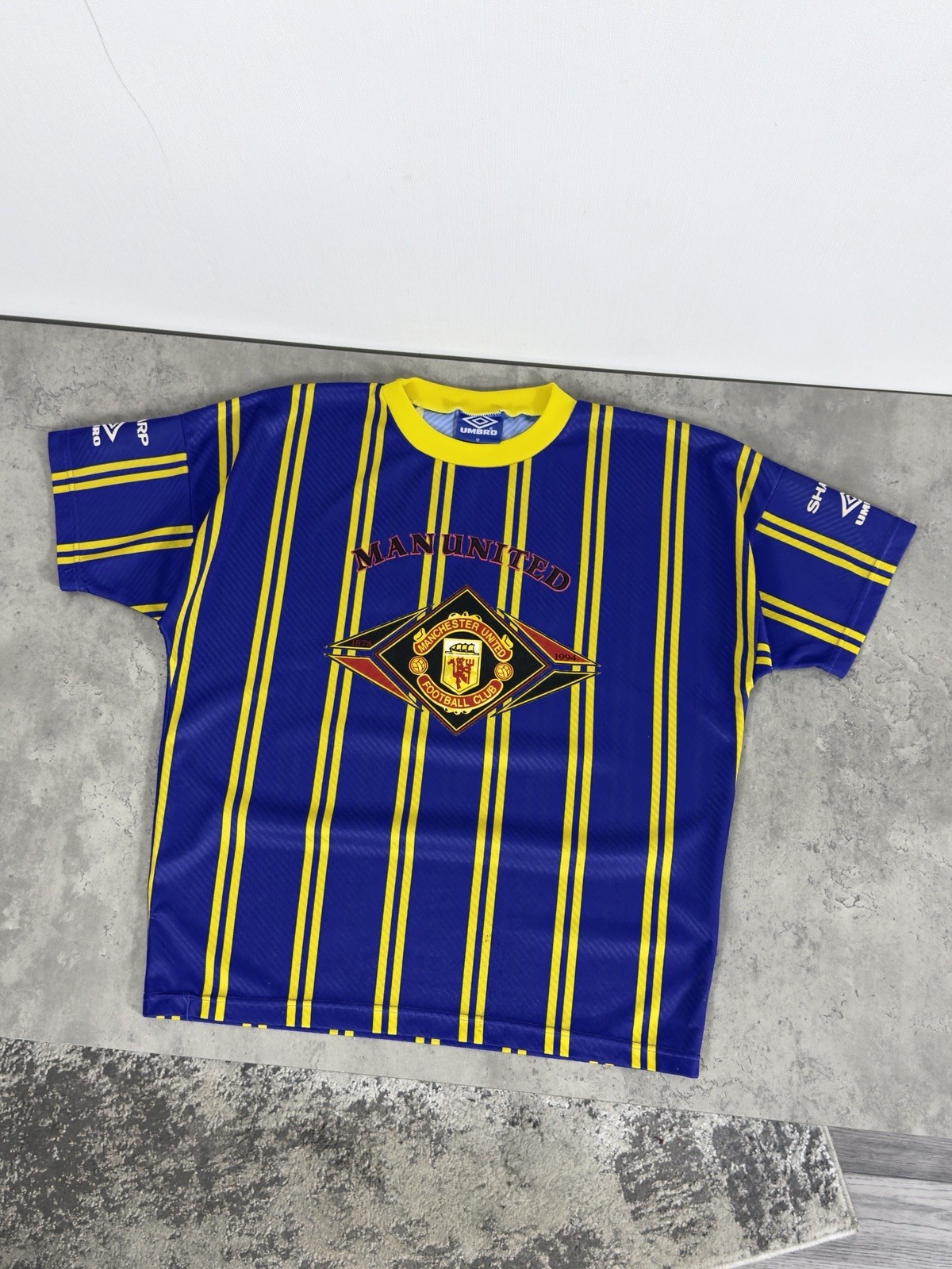 Rare Vintage 1994 Manchester United Umbro Shirt Size M Blue Yellow 90s Jersey
