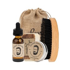 Gift for Him Lusso Sapone Beard Grooming Kit Oil Balm Soap Comb Set for Men