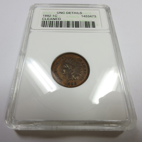 1882 P ANACS Soap Box UNC Details - Indian Head Penny Cent 1c Coin #55571A - Picture 2 of 4