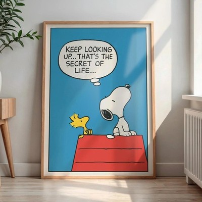 Snoopy Keep Looking Up Secret Of Life Quote Poster
