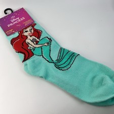 Disney Princess Ariel Kids Unisex Teal Socks Little Mermaid Shoes Size 10-4 NWT