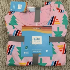 Aldi Gear Ladies Holiday Pajama Set Size XL  Rare Christmas Trees Full Sleeve