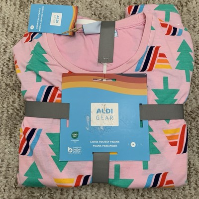 #ad Aldi Gear Ladies Holiday Pajama Set M L XL Rare Christmas Trees Full Sleeve $34.00