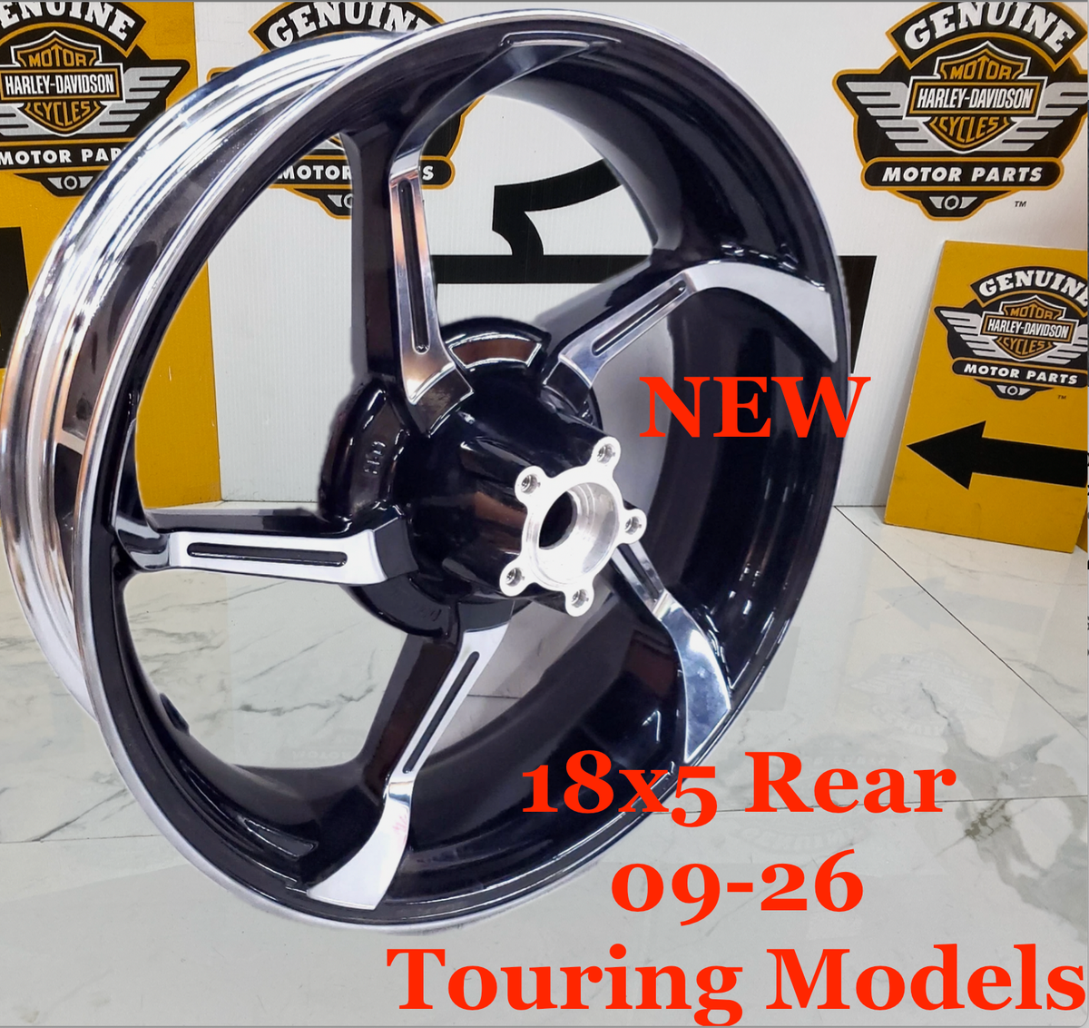 OEM 09-26 Genuine Harley Touring Aggressor Chrome & Black 18