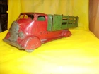 VINTAGE ORIGINAL MARX "STUDEBAKER COE" TOY  STAKE TRUCK! MISSING REAR WHEELS!