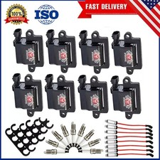 8* Square Ignition Coil+Spark Plug+Wire Kit For Chevy Silverado 1500 Tahoe GMC