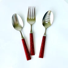 Holiday 3-Piece Stainless Steel Serving Set – Red Glitter Handles Hostess