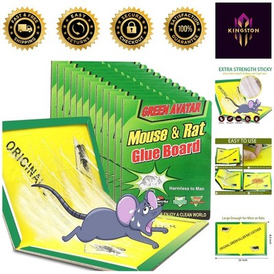 Eco-Friendly Mouse Glue Traps - 12 Large Pad Board for Effective Pest Management