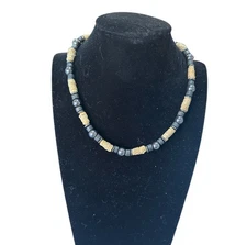 Panama Jack Tan Silver Beaded Necklace Unisex