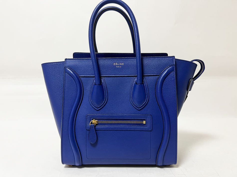 バッグ Celine Tote Bag Celine Tote Bag Handbag Luggage Micro Shopper Leather Blue