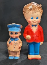 Vintage Sun Rubber Co. Lover Boy  & Policeman Squeeze Toy Figures!