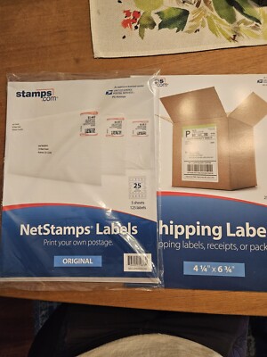 Stamps.com Label Sheets/ Stamps USPS Shipping Postage 125 Stamp Labels 50 Shippi