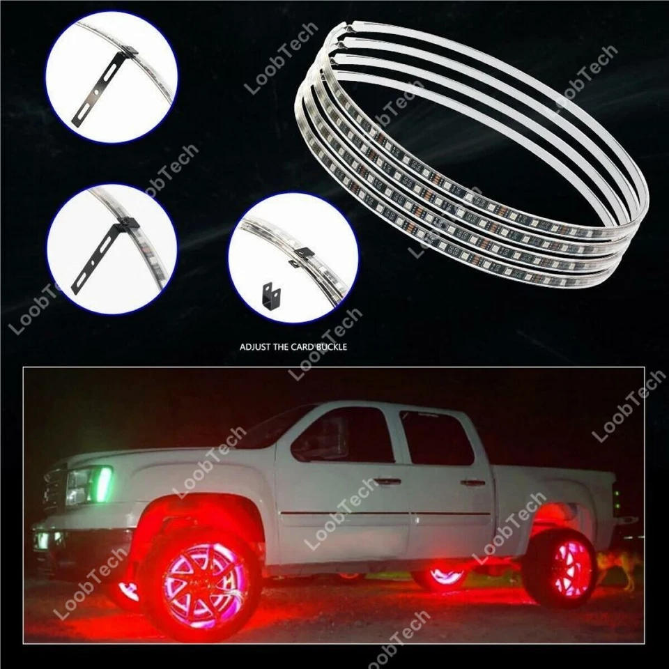 15.5" LED Wheel Ring Lights Remote Control 4Pcs RGB Dream Chasing LED Rim Lights - Image 2 of 4