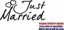 JUST MARRIED Graphic Die Cut decal sticker Car Truck Boat Window Bumper Wall 7"