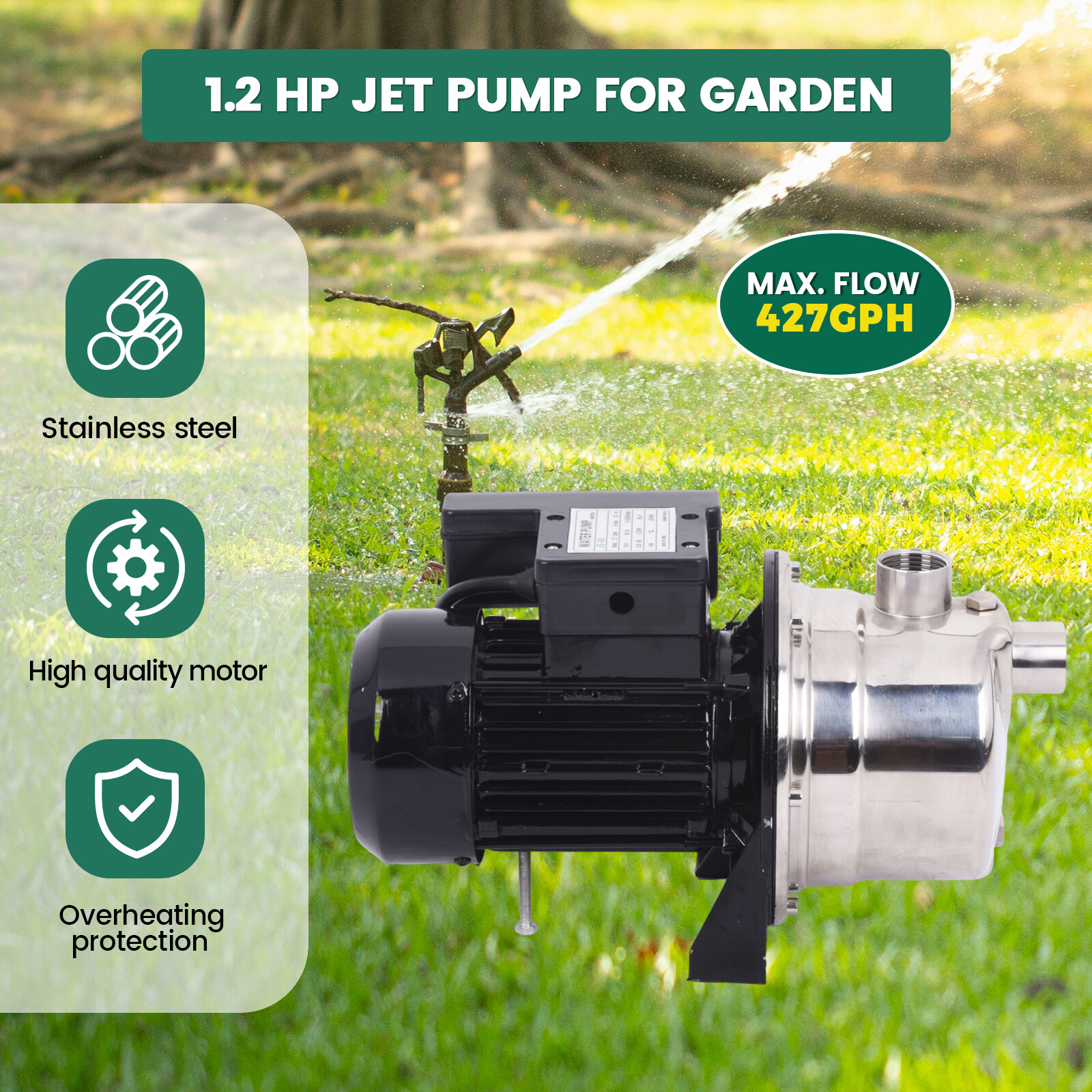 3/4HP 7.13 GPM Shallow Well Jet Water Pump Irrigation 114 FT Head 110V