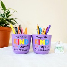 Hand-Painted Clay Pen Holder - Customizable Gift For Kindergarten Teachers