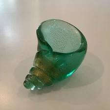 MCM Vietri  Murano Archimedean Seguso Aqua Verde Turbo Shell Italy WOW